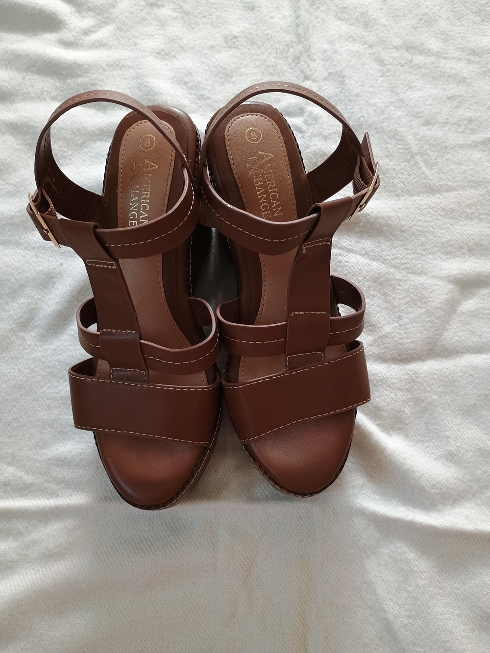 American Exchange Chocolate Brown Multi-Strap Platform Sandals
